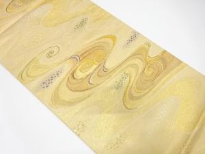 流水に箔散らし模様織り出し　袋帯